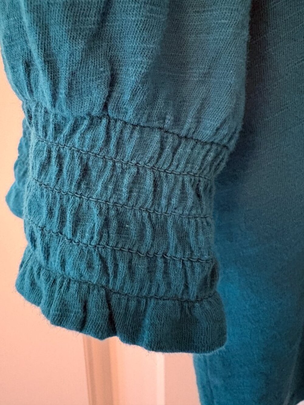 NWOT J. Jill Teal V-Neck Henley Slub Knit Lightweight Top Sz L - Picture 4 of 6